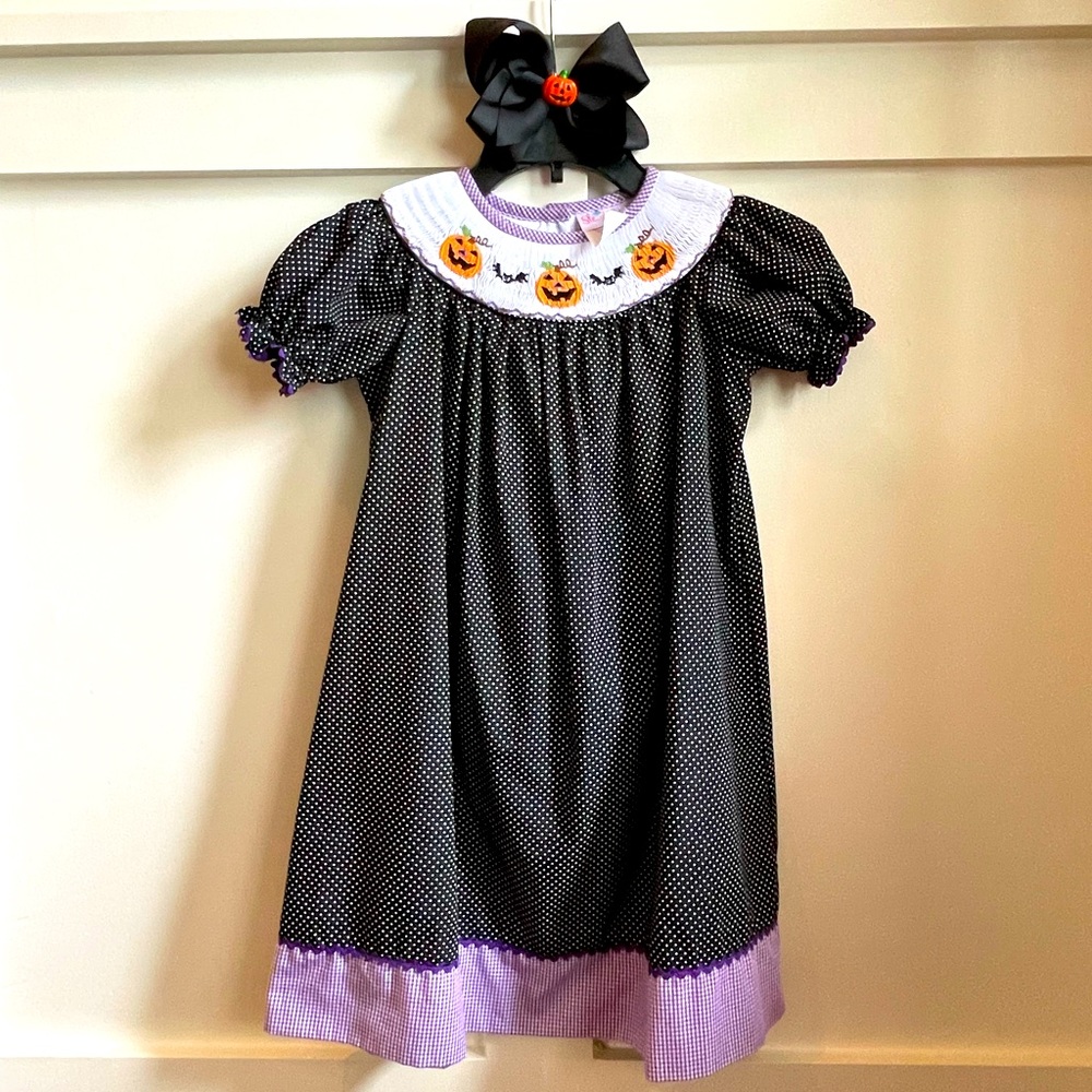 Smocked Jack-O-Lantern Dress